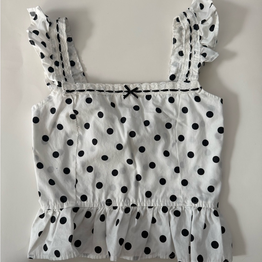 Elegant Black and White Polka Dot Blouse